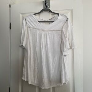 LOFT White Butterfly Sleeve Top Large